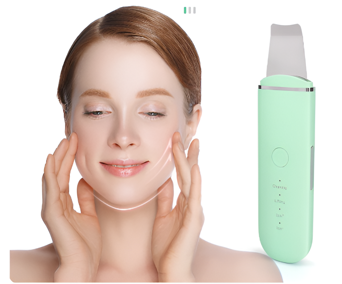 Aparat de curatare faciala cu ultrasunete NEO™, lifting ten, skin scrubber, indepartare puncte negre, hidratare, peeling, Verde