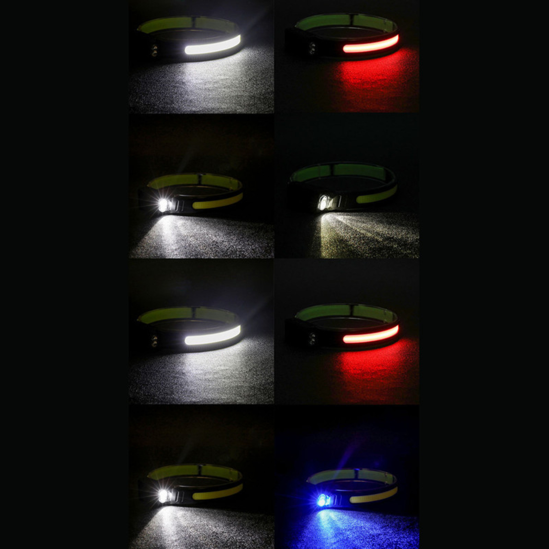 Lanterna LED pentru cap, Senzor de miscare, 6 moduri de iluminare, 1200 mAh, Negru/Verde