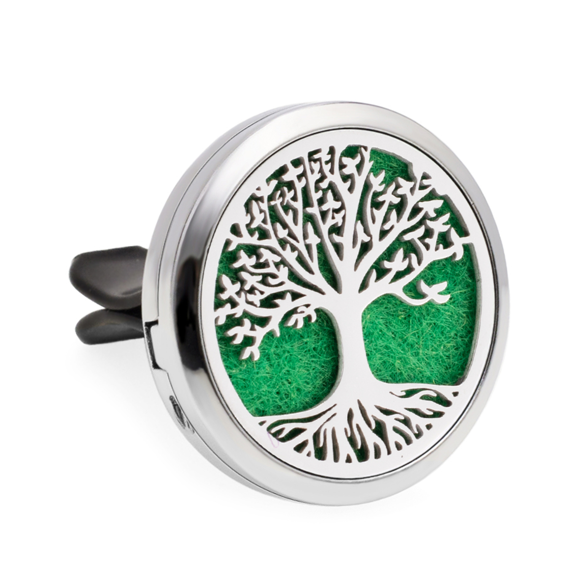 Difuzor auto aromoterapie Neo™ HG427, Tree of Life, 1 pad burete inclus, cu uleiuri esentiale, eco friendly, otel inoxidabil