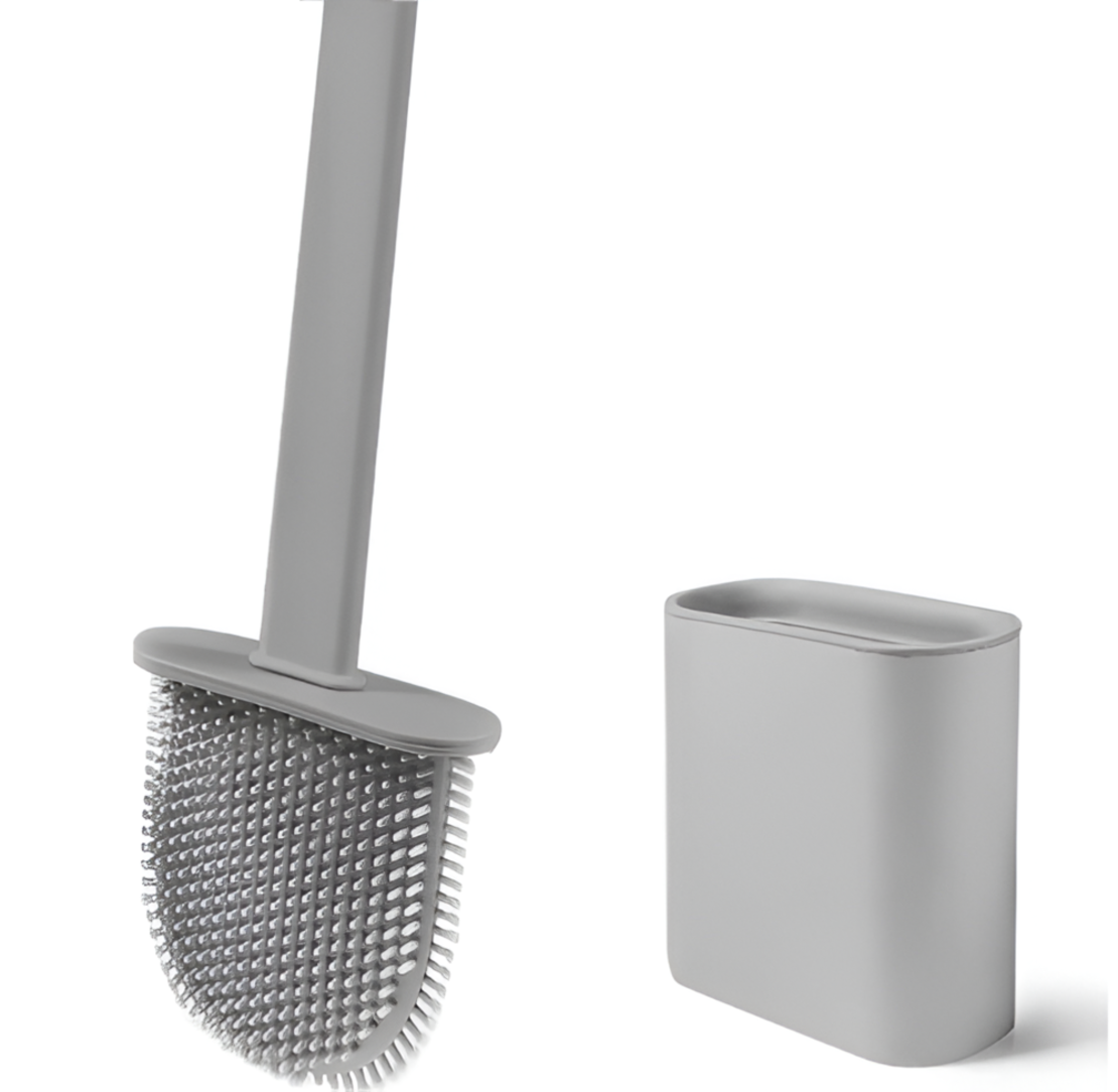 Perie de Silicon pentru Toaleta. cu Suport din Plastic, Aspect Modern, Gri, Neo™