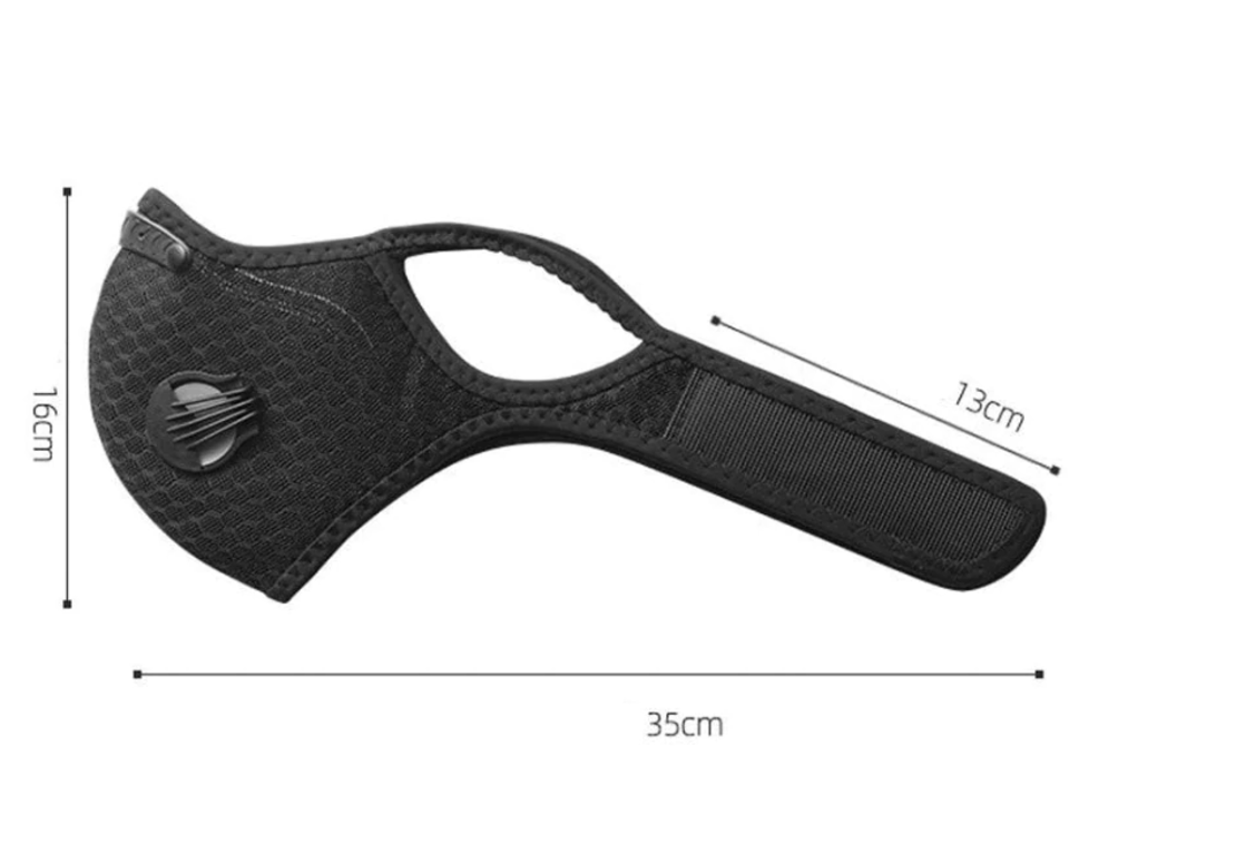Masca Neagra de Protectie, Aspect Modern, Sport, cu Filtru de Carbon, 2 Valve