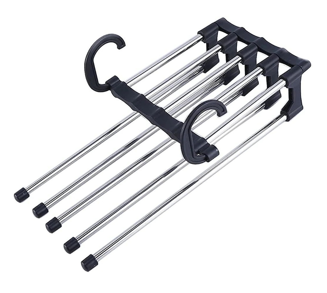 Umeras Pliabil Neo™ Organizator Compact® pentru perechi de pantaloni, cu tije din inox, 48 x 15 cm, Carlige Negre