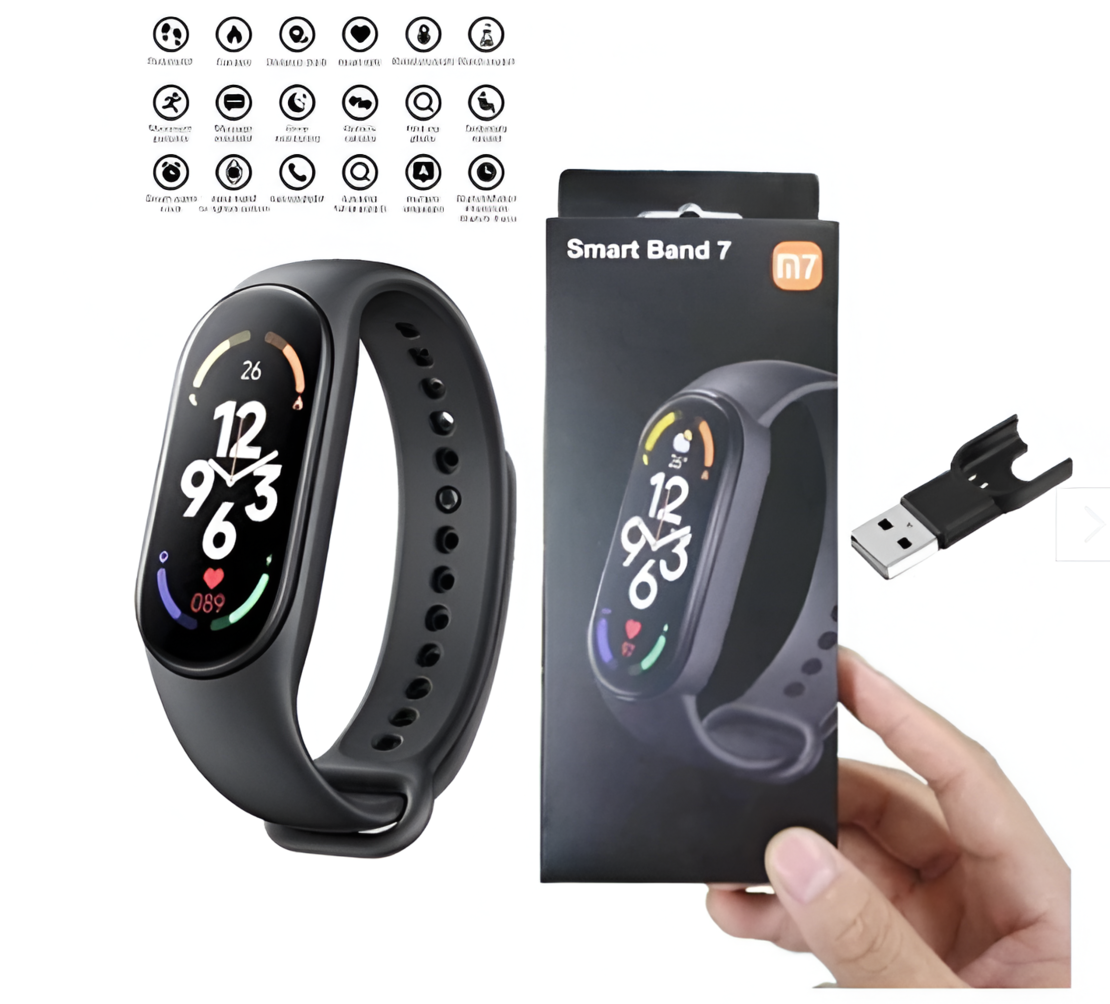 Bratara Fitness M7, Rezistenta la Apa IP67, Ecran Tactil, Notificari SMS/Apeluri, Pedometru, Ceas cu Alarma, Monitorizare Somn, Negru