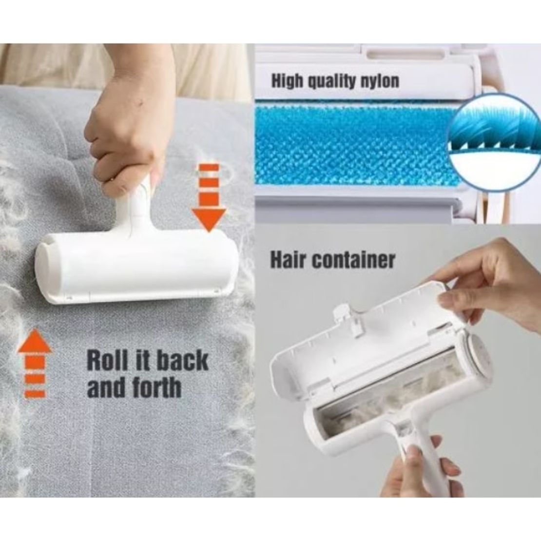 Perie cu Rola si barete de cauciuc, Neo™ Pet®, cu compartiment pentru colectarea blanii si parului, utila in Curatarea Parului de Animale, Lavabila Reutilizabila, Albastru