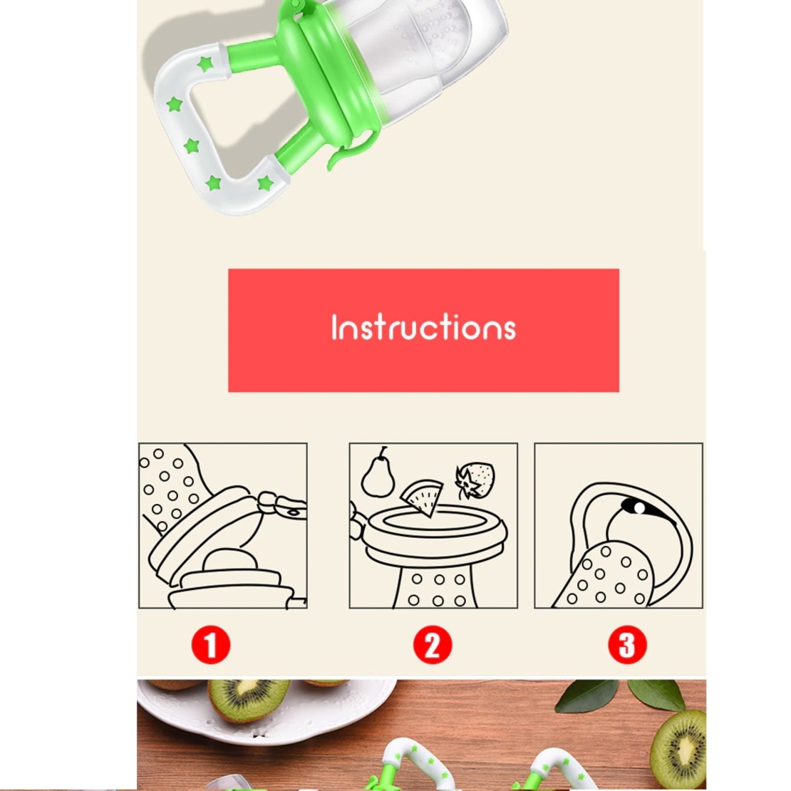 Suzeta cu compartiment pentru fructe si alte alimente fara BPA culoare mov