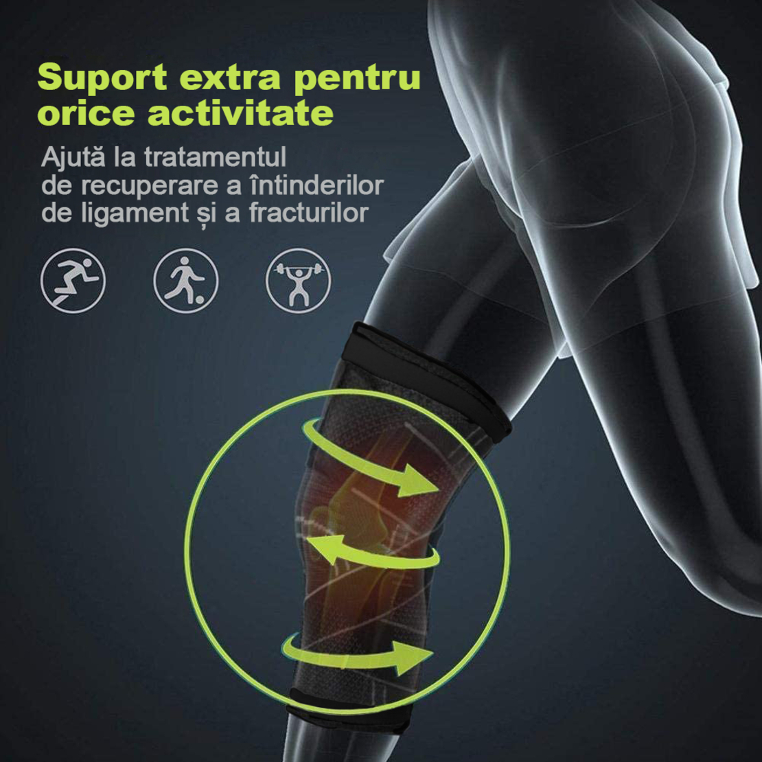 Genunchiera elastica ajustabila cu bretele elastice respirabila marca Jetitude™,1 Bucata Gri cu Negru Marime XL