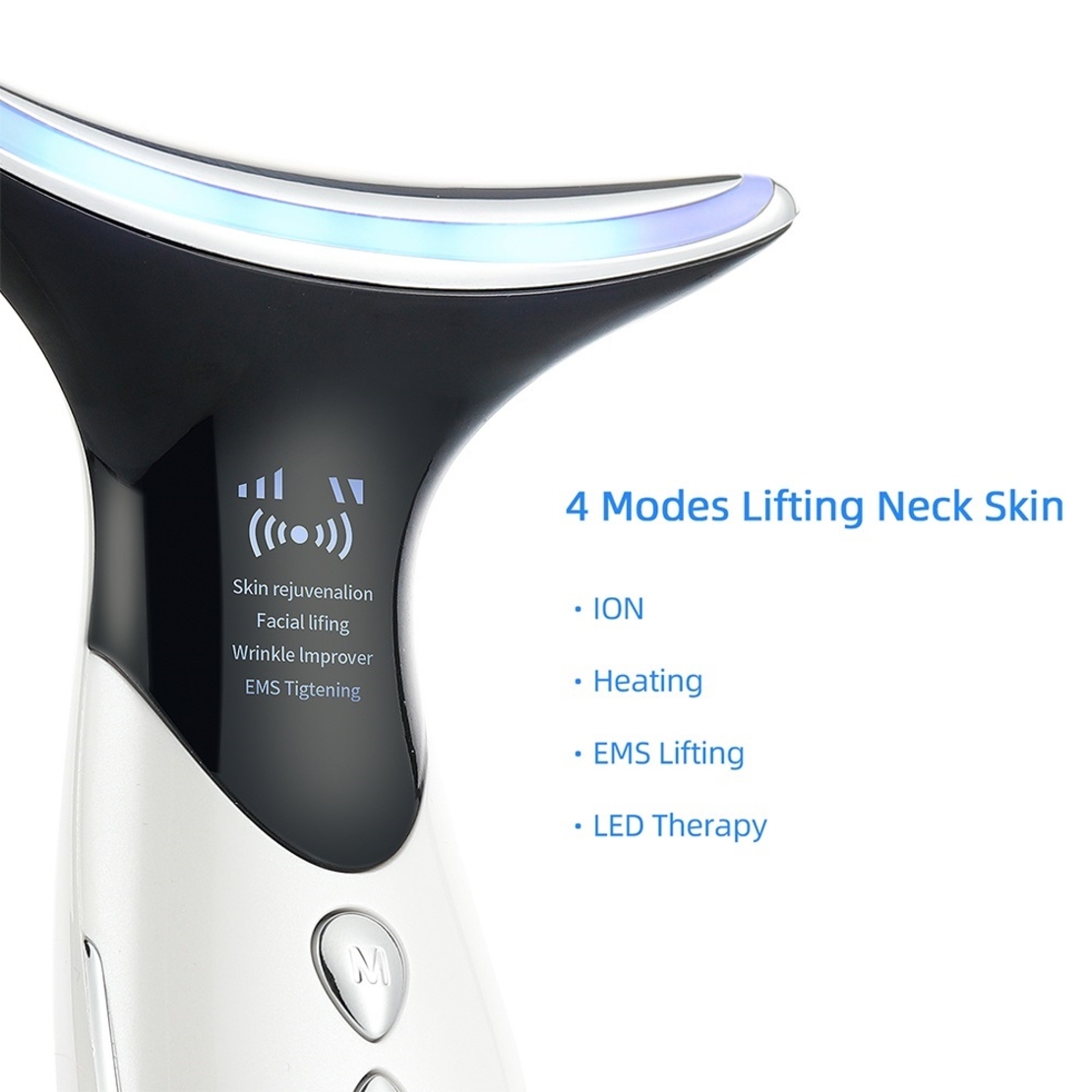 Dispozitiv de Lifting si Rejuvenare Faciala 3 in 1 Neo Premium, cu functii multiple, curatare, masaj antirid, inchidere pori, Silver Blue
