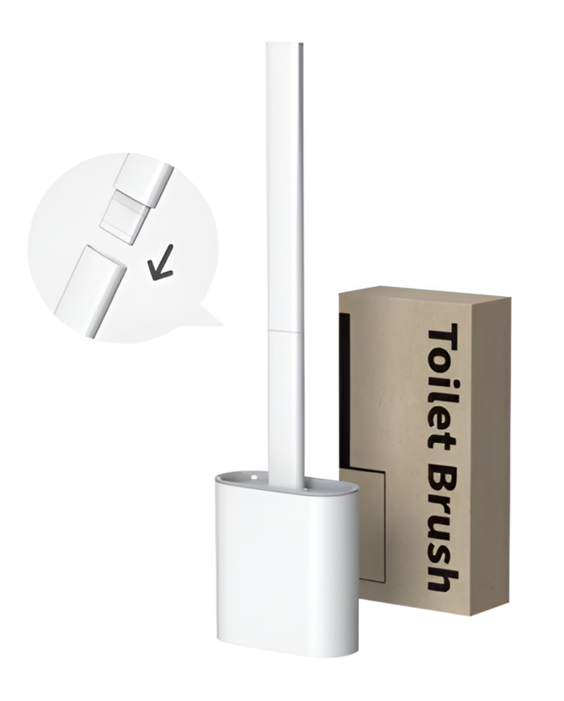 Perie de Silicon pentru Toaleta. cu Suport din Plastic, Aspect Modern, Alb, Neo™