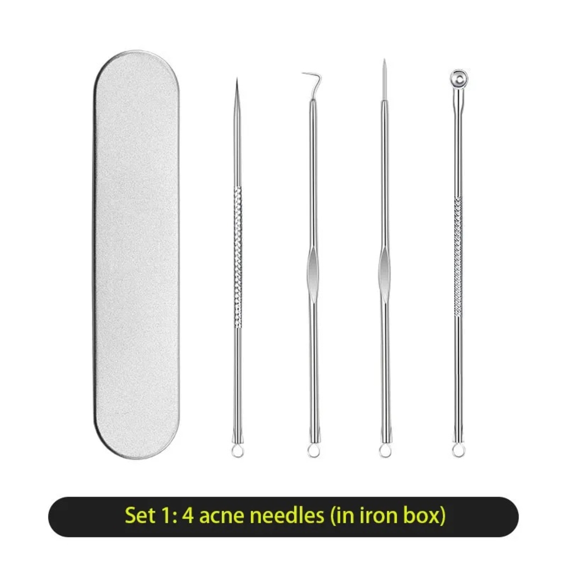 Set 8 pensete pentru extractie puncte negre, comedoane, acnee, ustensile cosmetice din inox, metalic, Neo™ Premium®