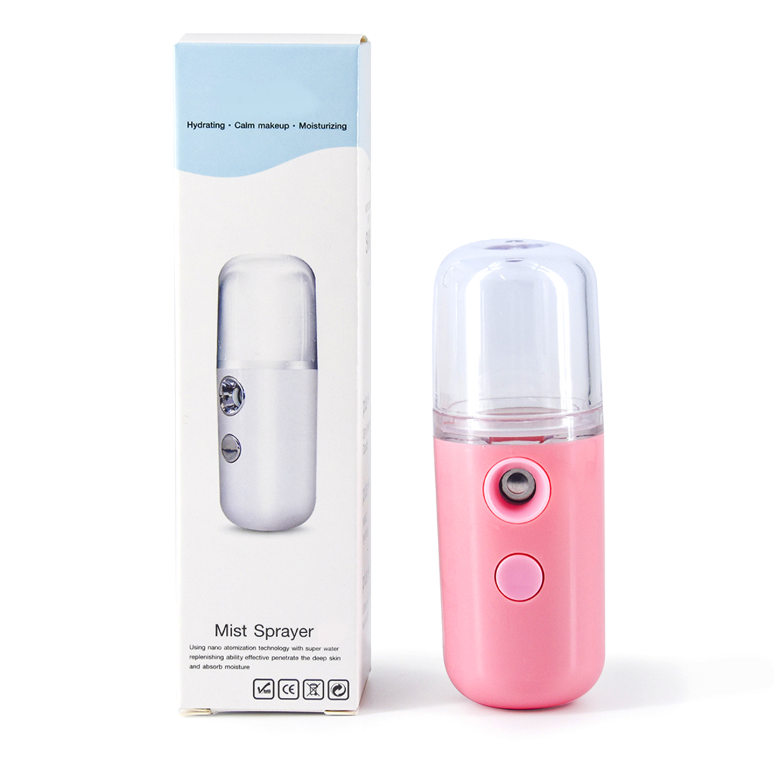 Pulverizator Mini Spray Neo Nano Premium, hidratare corp si ten, Curatare faciala profunda, Portabil, Incarcare USB, 30 ml, mini, Roz