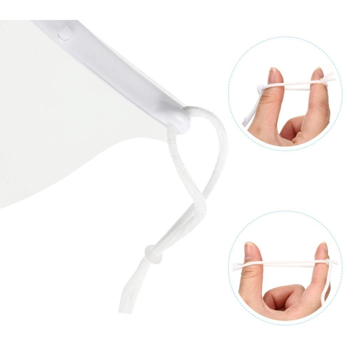 Set 8 Masti transparente reutilizabile pentru gura si nas, cu suport pentru barbie si elastic, bandou alb, Neo Horeca