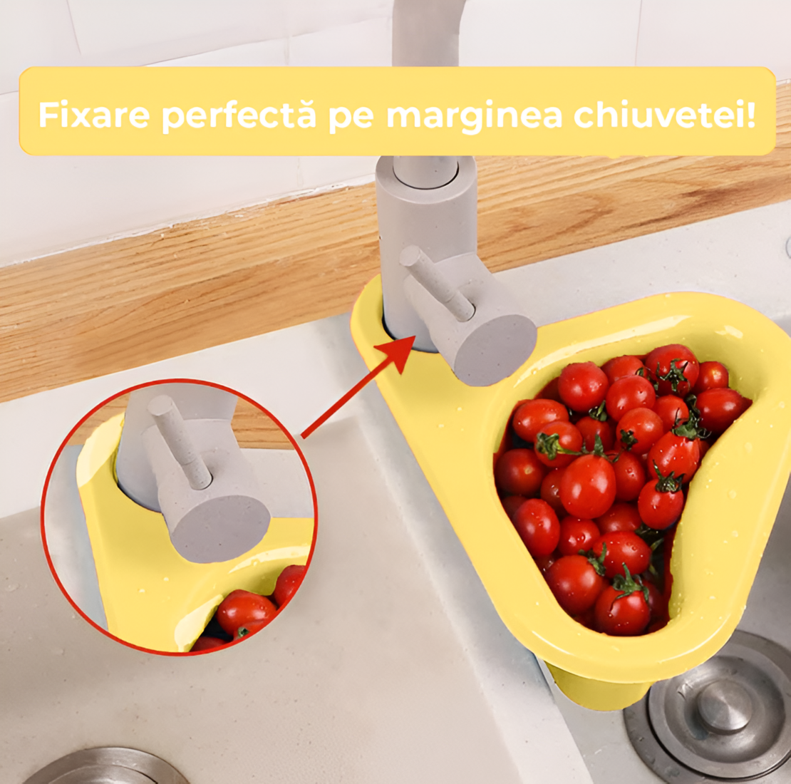 Cosulet de Scurgere Neo™ pentru Chiuveta, Forma de Lebada, Prindere de Baterie, Galben