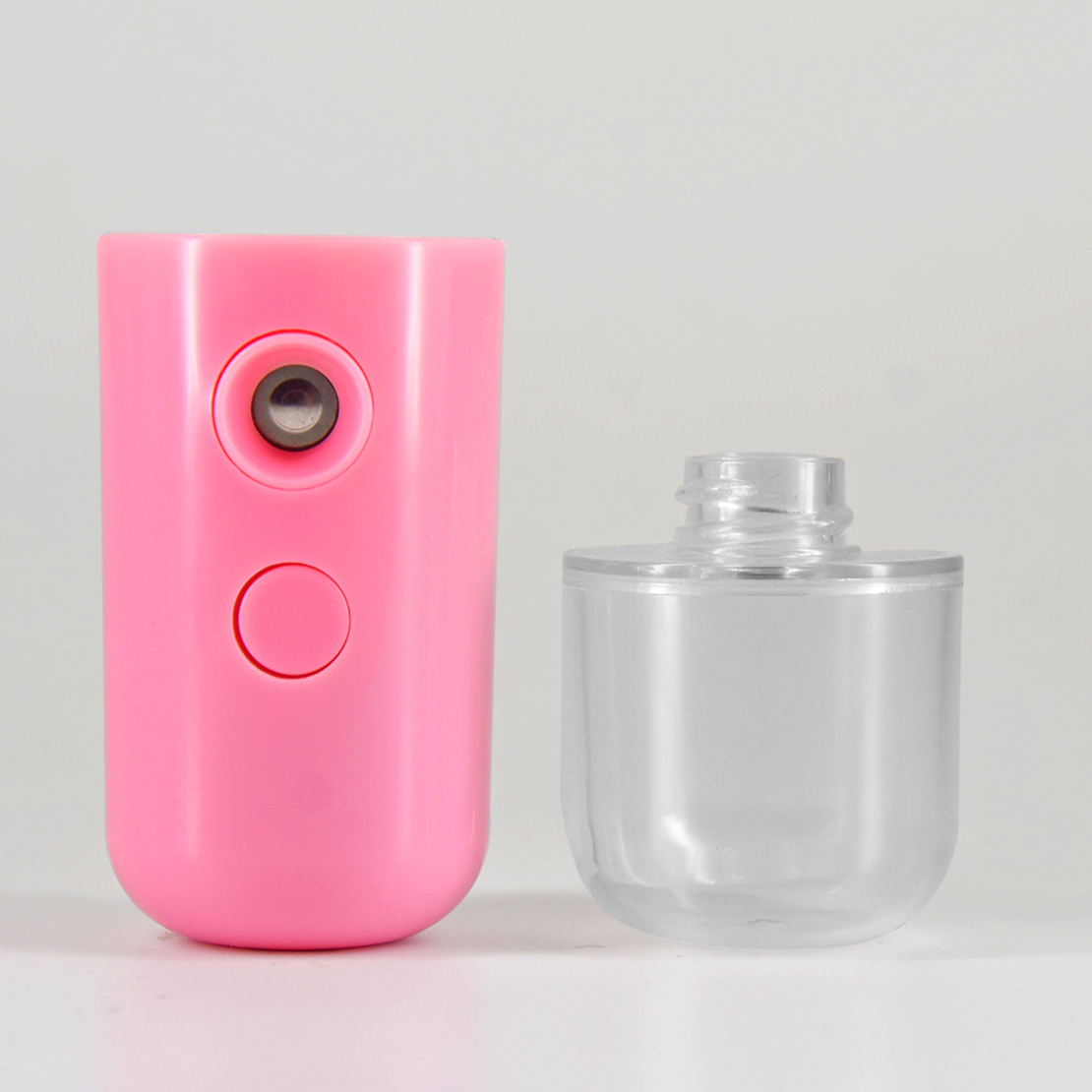 Pulverizator Mini Spray Neo Nano Premium, hidratare corp si ten, Curatare faciala profunda, Portabil, Incarcare USB, 30 ml, mini, Roz