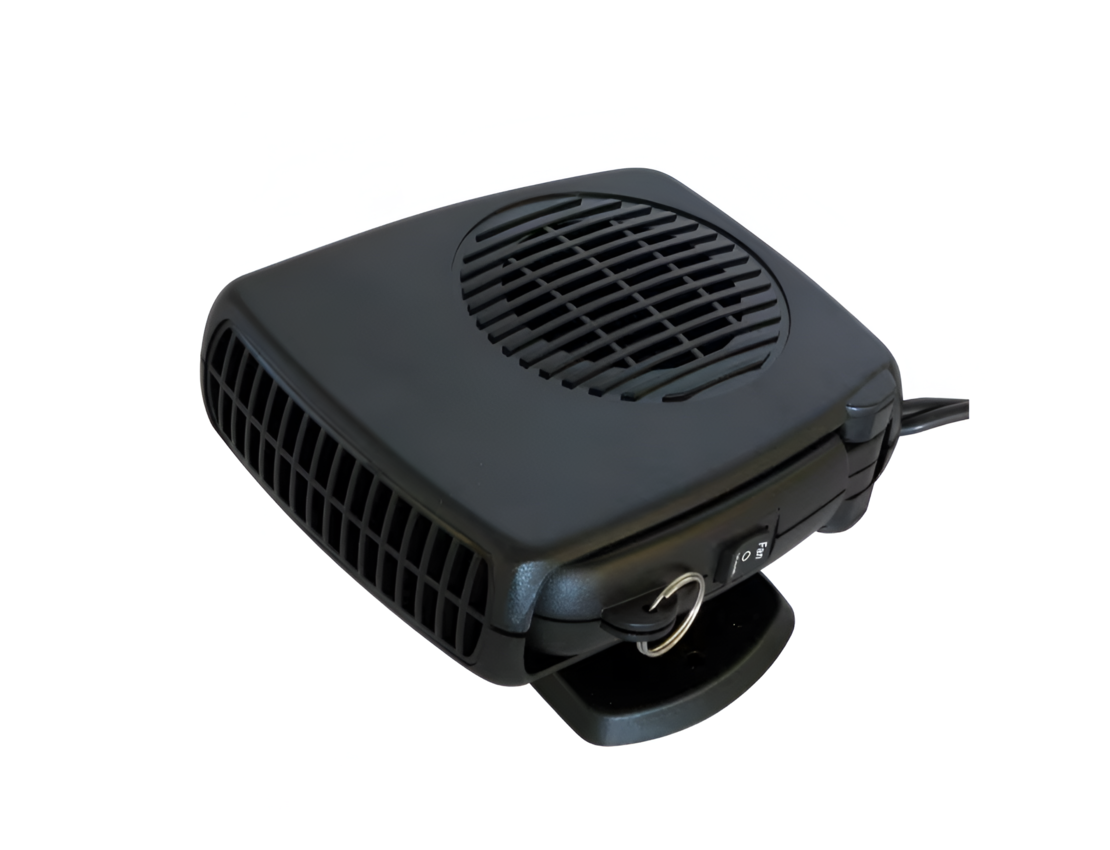 Aeroterma Auto 200W pentru Alimentare la Priza Auto 12V - Functie de Aer Calde si Rece, Culoare Negru, Buton On/Off, MKT™