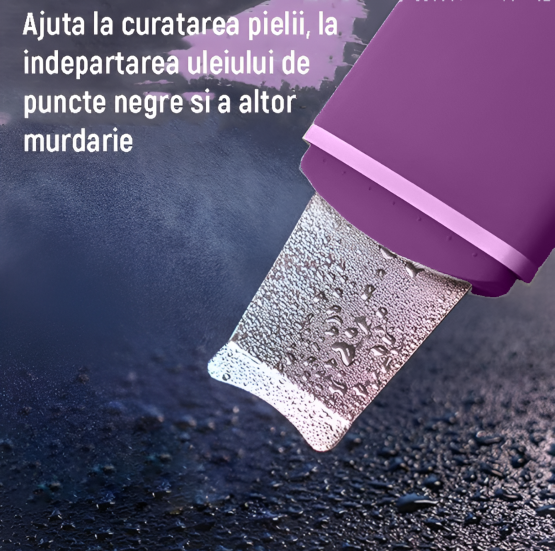 Aparat de curatare faciala cu ultrasunete NEO™, lifting ten, skin scrubber, indepartare puncte negre, hidratare, peeling, Mov