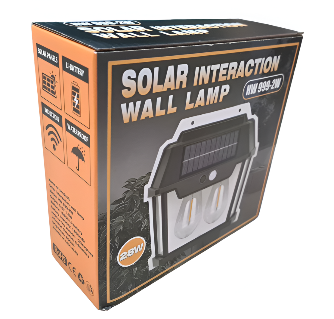 Lampa Solara de Perete, cu 2 Becuri LED, Senzor de Miscare, 3 moduri de Lumina, Neo™