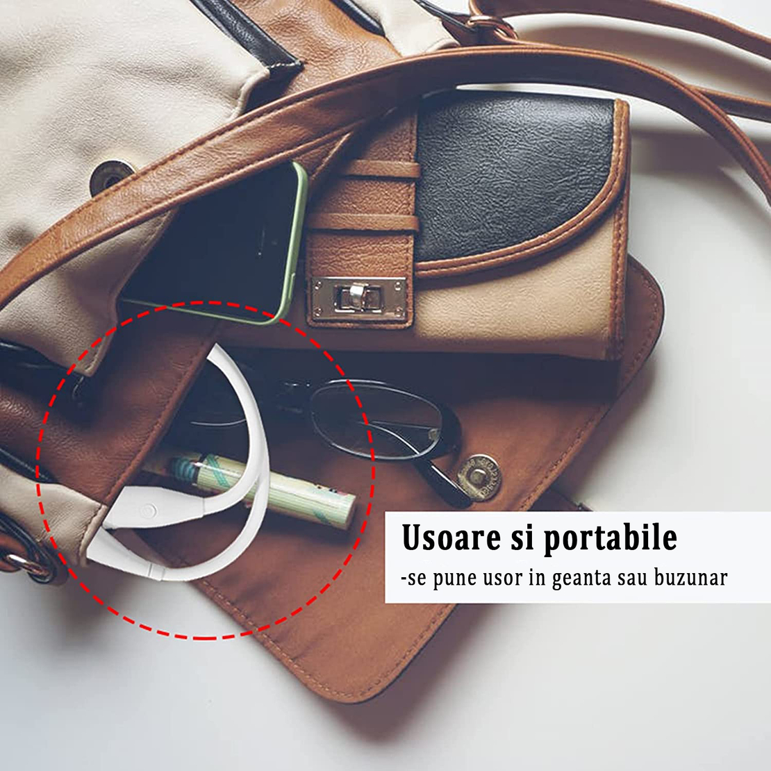 Lumina pentru Citit cu Pozitionare pe Gat, YWX, Flexibila, reincarcabila USB, Multifunctionala, cu 3 Tipuri De Lumina LED si 3 Nivele de Intensitate, Alb