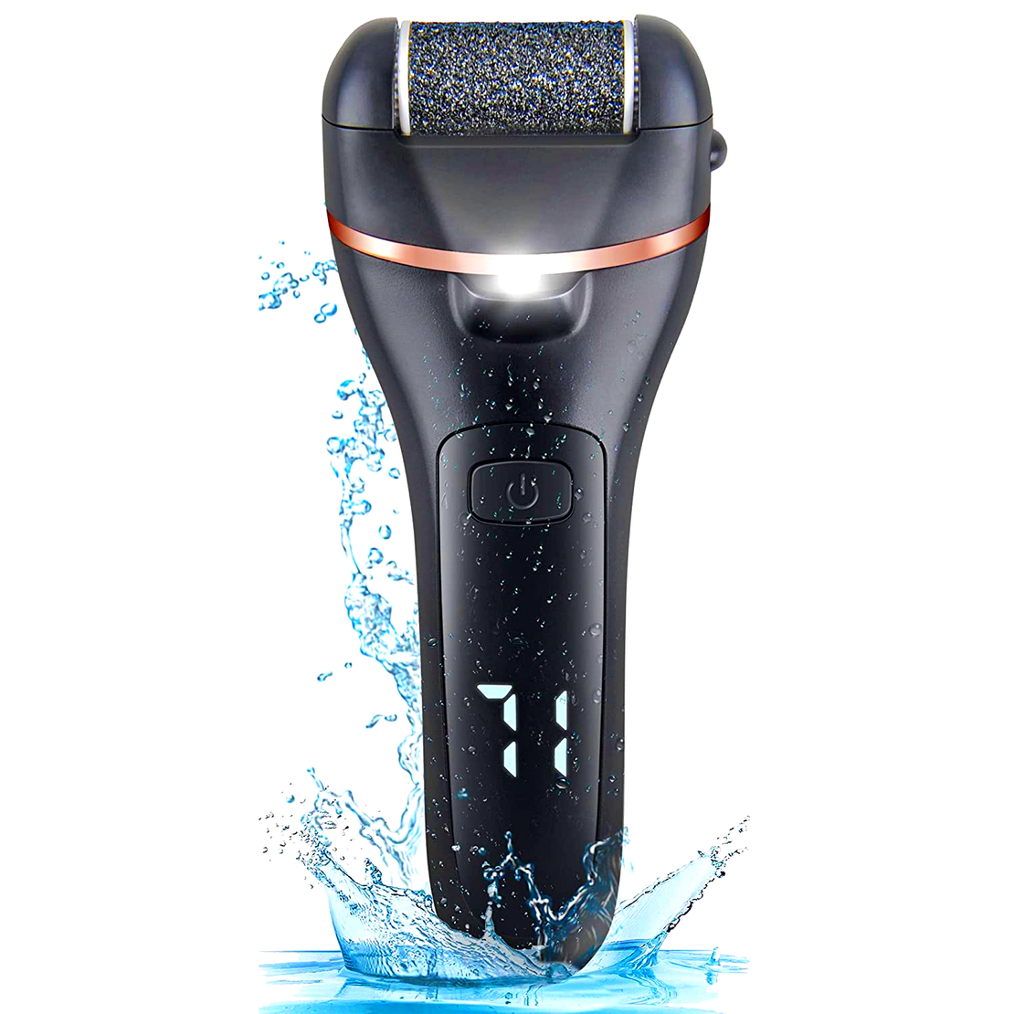 Aparat indepartare bataturi si piele uscata Calus Neo™ Foot Polisher V601, cu display digital, iluminare LED, incarcare USB, capat suplimentar si 3 role microminerale, 2000 rpm, Negru