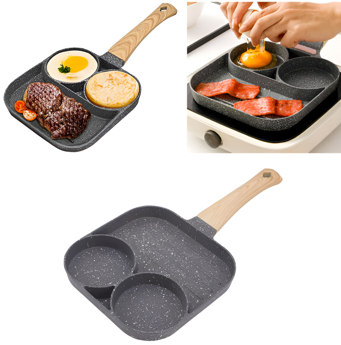 Tigaie Antiaderenta NEO™ cu 2 Compartimente si Grill, din Aliaj de Aluminiu