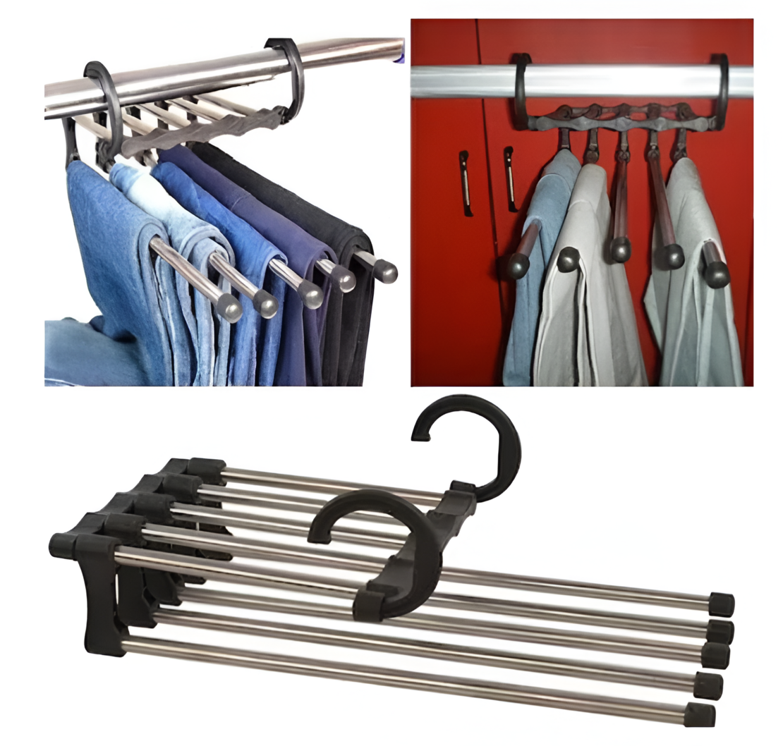Umeras Neo™ pentru Pantaloni/Prosoape, Tip Cascada, 5 brate Extensibile, Negru