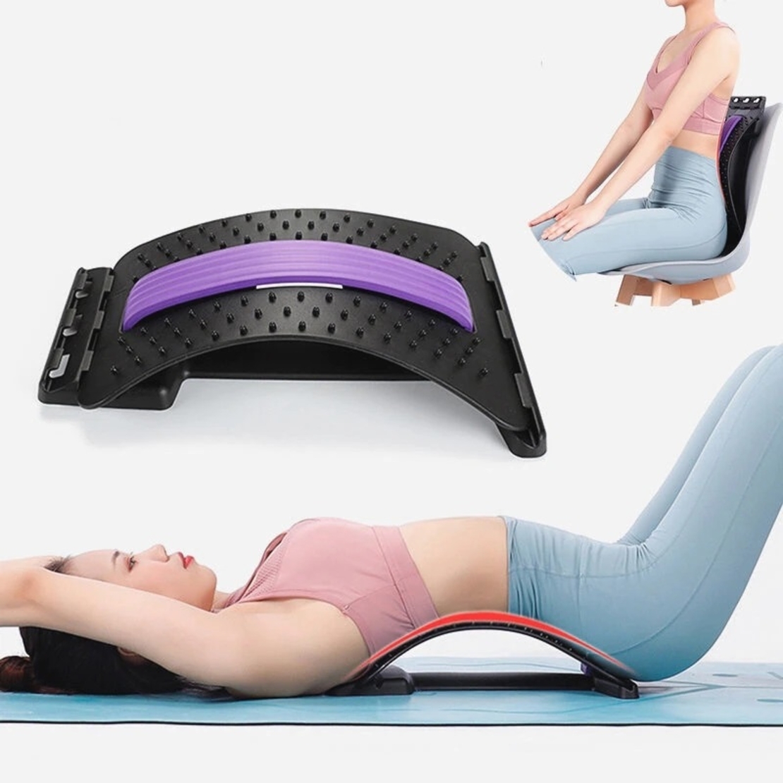 Dispozitiv de Masaj Lombar Neo™ cu Functie de Presopunctura si Stretching maxim 150 kg, Mov