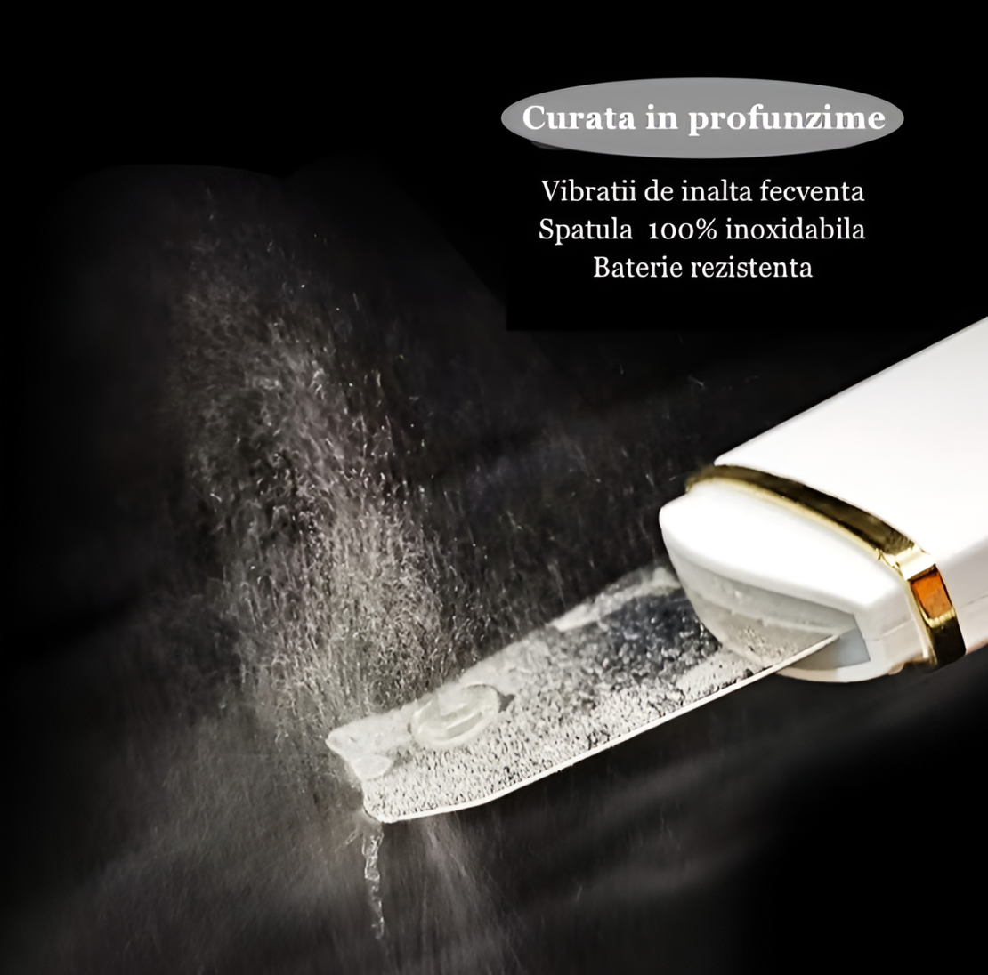 Aparat de curatare faciala cu ultrasunete NEO™, lifting ten, skin scrubber, indepartare puncte negre, hidratare, peeling, Alb
