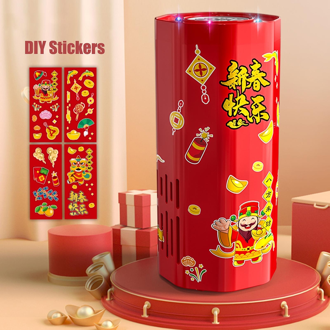 Masina de facut baloane, jucarie cu efect de artificii, cu abtibilduri ornamentale, Neo™ Kids®, Rosie