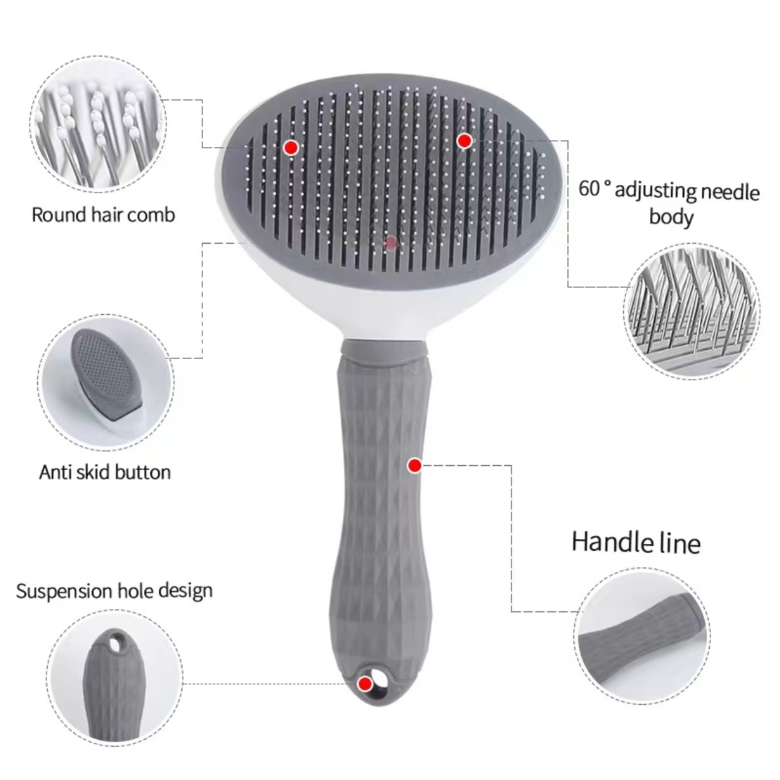 Set Format din Perie cu buton auto-curatare pentru animale, Neo™ Pet-Pet®, utila in curatarea si ingrijirea parului, 20x10x6 cm, pisici, caini, iepuri, gri si Perie pentru curatarea parului, 20x20x3 cm, gri