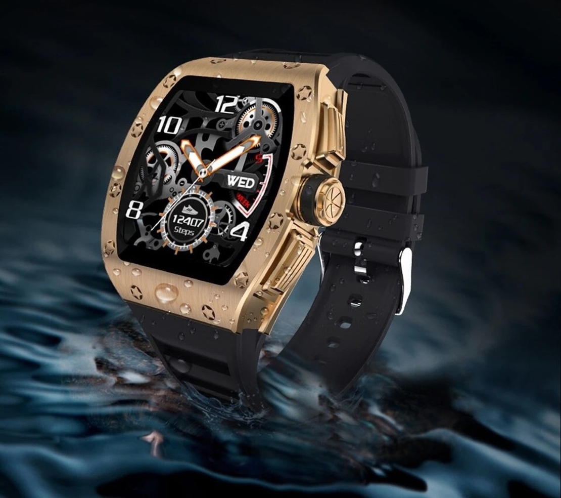 Ceas Smartwatch Neo™ Smart Wear Premium, Auriu, Display IPS, Calorii, Puls, Tensiune Arteriala, Saturatie Oxigen Din Sange, Impermeabil
