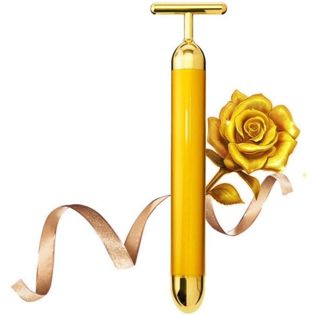 Aparat Masaj Facial Profesional, Neo™ Beauty Energy T Shape Bar, 24K Gold, Efect de Lifting Facial si Revitalizare a Tenului, Anti-Rid