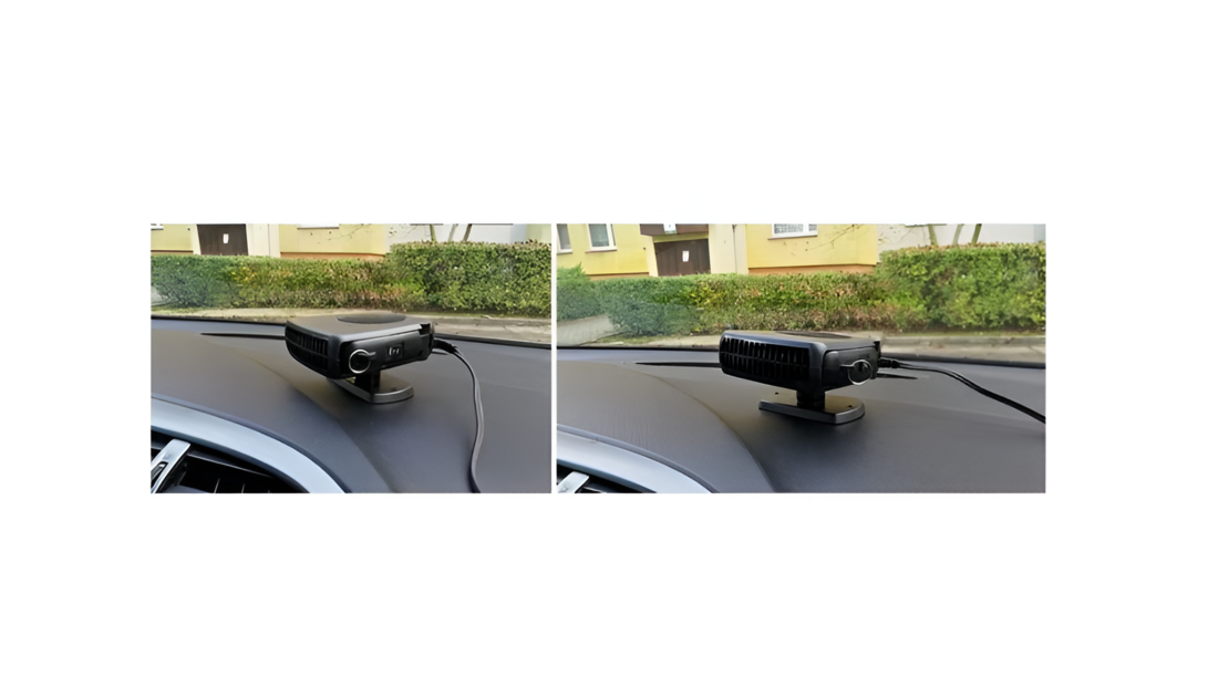 Aeroterma Auto 200W pentru Alimentare la Priza Auto 12V - Functie de Aer Calde si Rece, Culoare Negru, Buton On/Off, MKT™