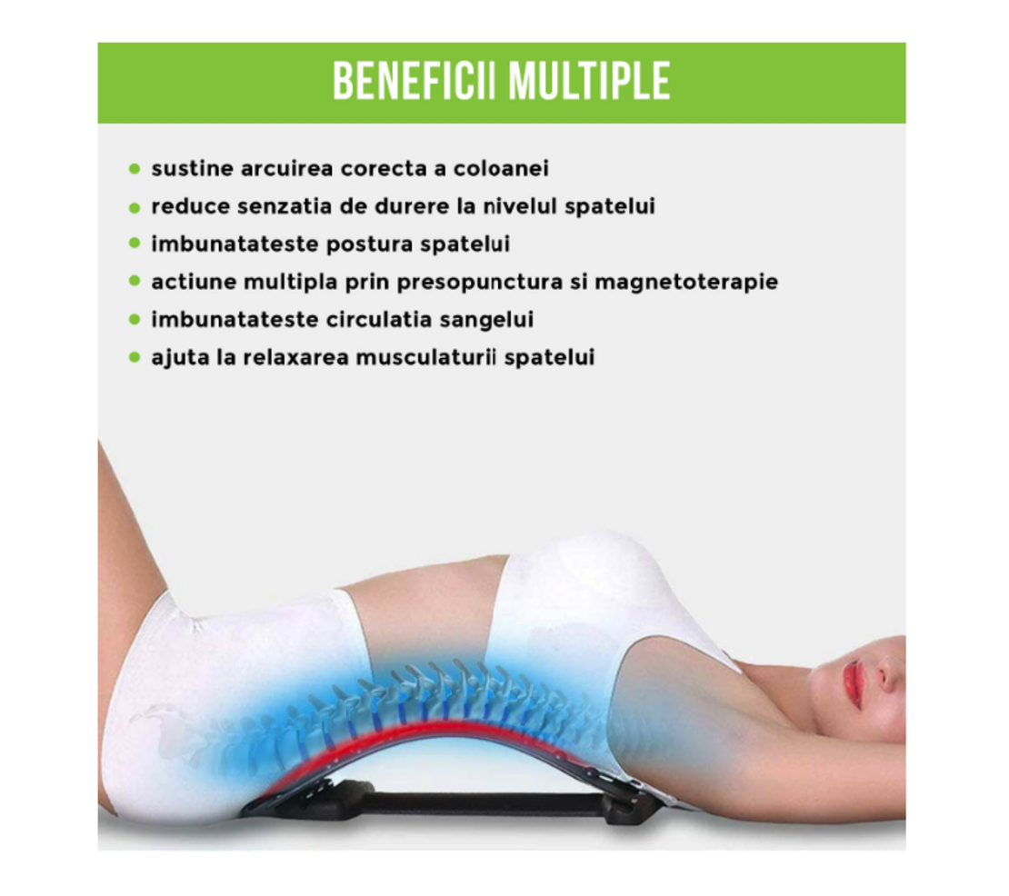 Dispozitiv Ortopedic NEO™ 3in1, pentru Suportul, Intinderea, Masajul si Relaxarea Zonei Lombare, Mov