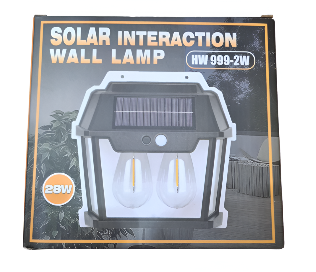 Lampa Solara de Perete, cu 2 Becuri LED, Senzor de Miscare, 3 moduri de Lumina, Neo™