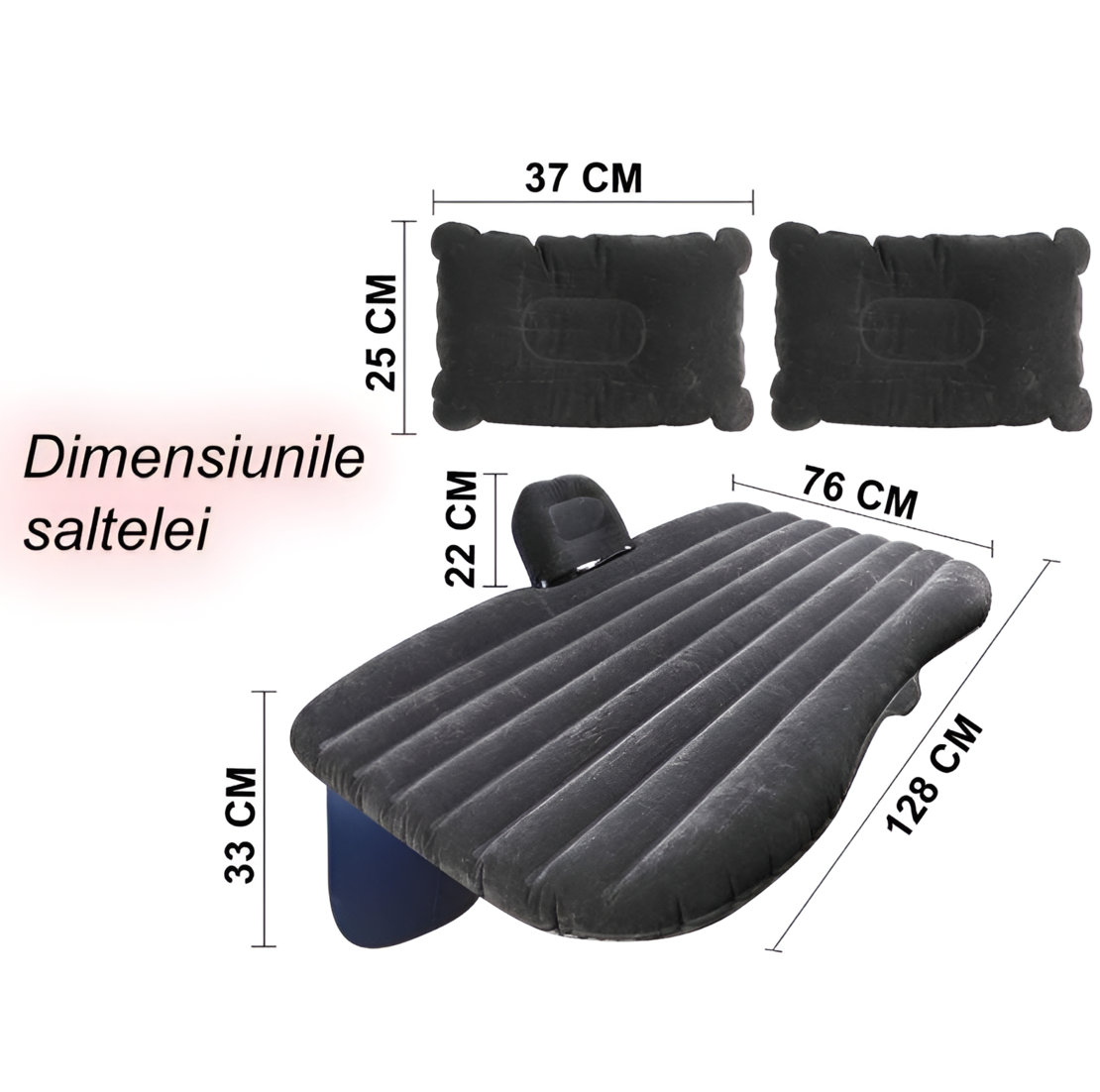 Saltea Auto Gonflabila, Travel Bed, Negru, Neo™