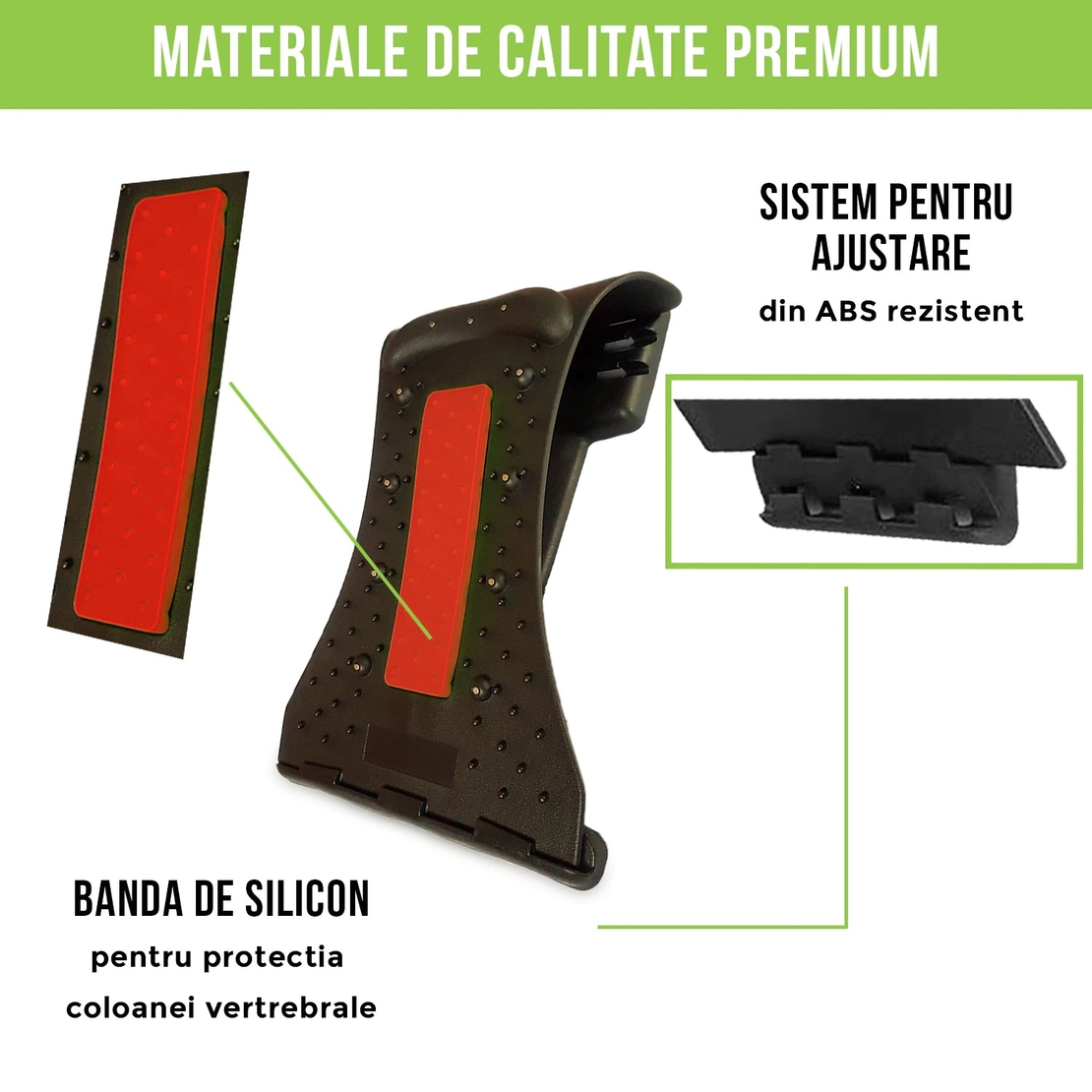 Dispozitiv de Masaj Lombar Neo™ cu Functie de Presopunctura si Stretching maxim 150 kg, Rosu