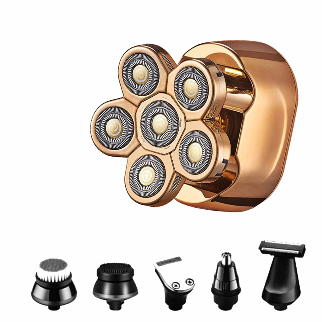 Aparat de ras electric 6D, Neo™ 6 Blade Samurai®, multifunctional, fara fir, incarcare USB, 100% rezistent la apa, 6 lame independente, usor de curatat, sistem 6 in 1, Gold