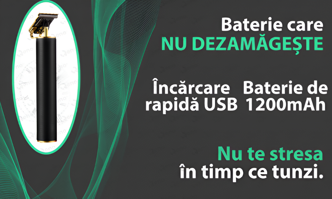Masina de Tuns Profesionala pentru Barba si Contur, Fara Fir, Cu Lame din Otel Inoxidabil si Incarcare USB, Setari de 1.5mm, 3mm, 6mm si 9mm, Neagra, Neo™