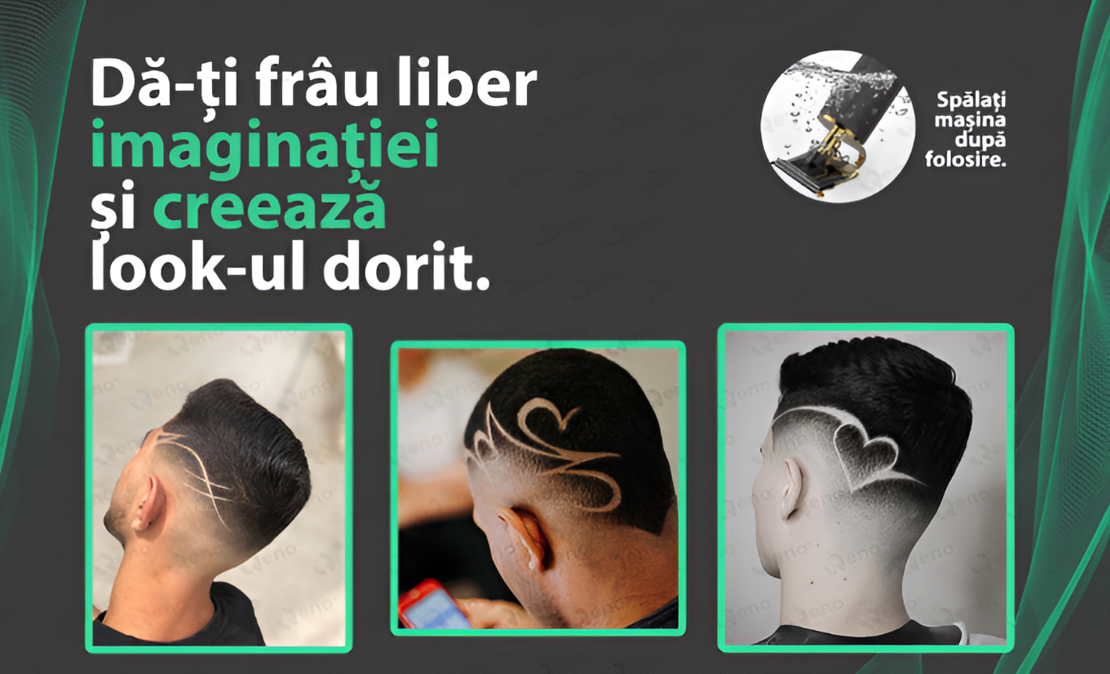 Masina de Tuns Profesionala pentru Barba si Contur, Fara Fir, Cu Lame din Otel Inoxidabil si Incarcare USB, Setari de 1.5mm, 3mm, 6mm si 9mm, Neagra, Neo™