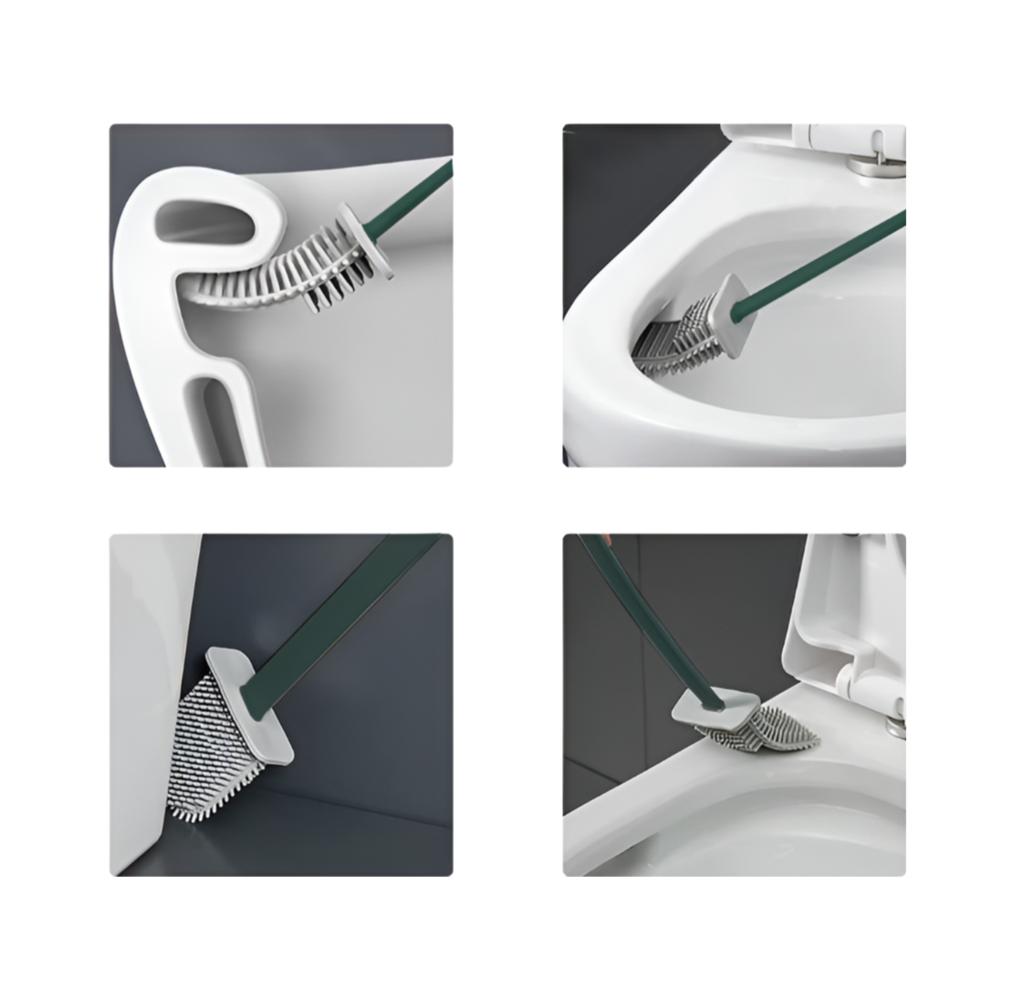 Perie de Silicon pentru Toaleta. cu Suport din Plastic, Aspect Modern, Verde, Neo™