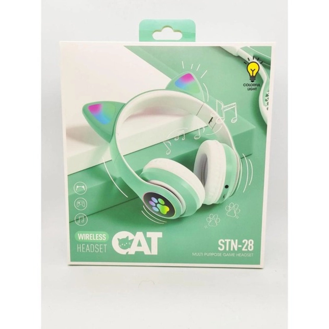 Casti wireless cu urechi de pisica, Neo™ Soundy® pliabile STN-28 Verde Menta