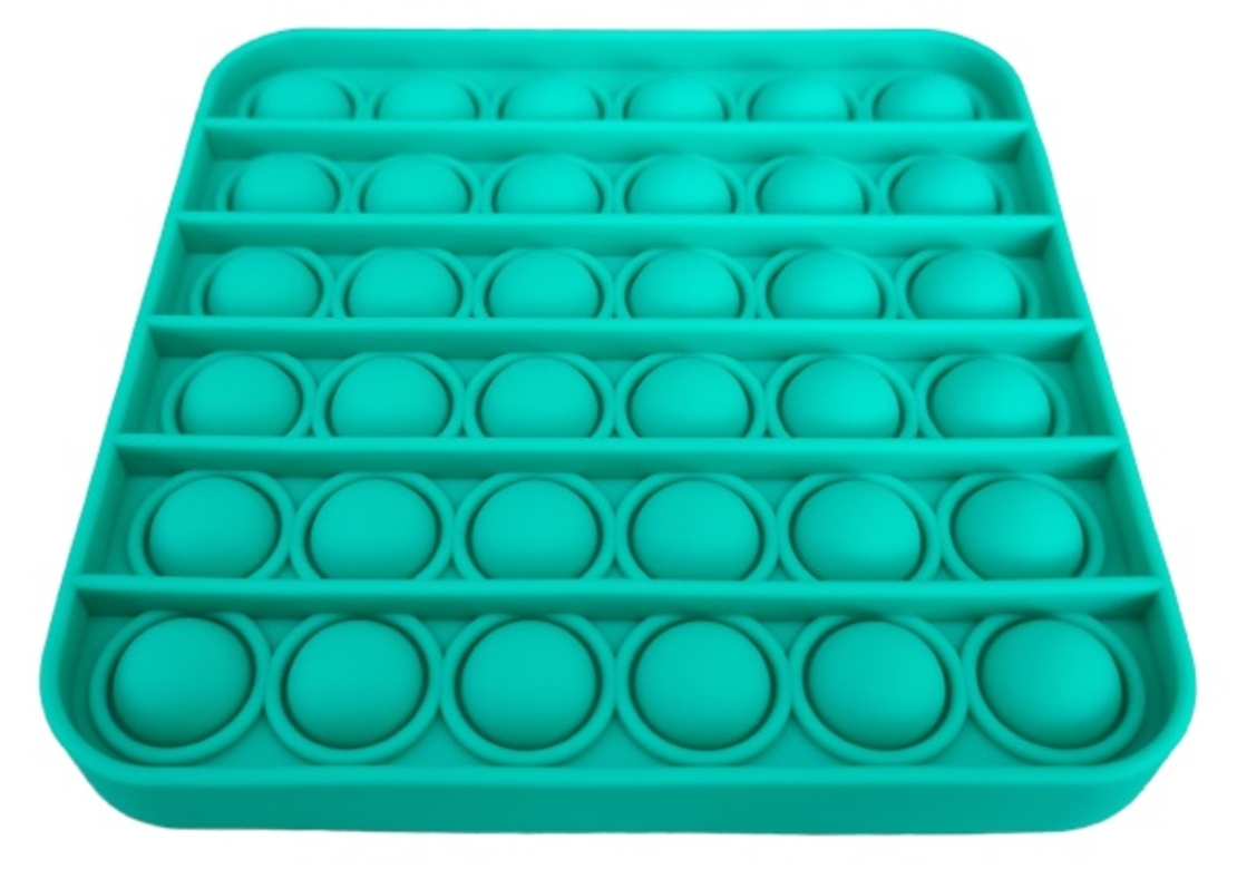Jucarie antistres din silicon, Push Pop Bubble, Pop It, Neo Toy, forma patrat, Verde, 12x12x1.5cm