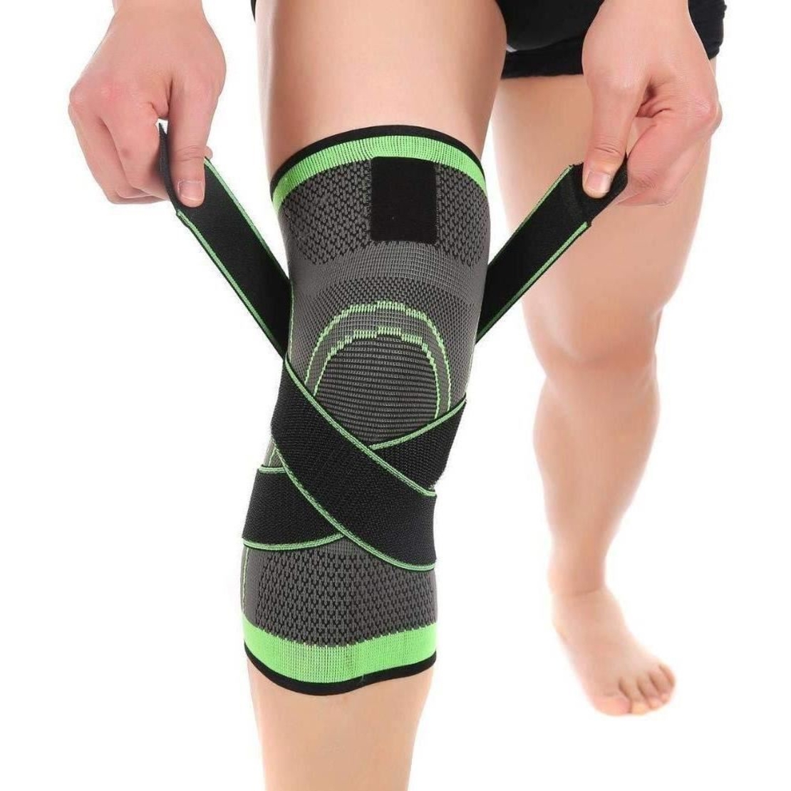 Suport genunchi neopren, Neo™, negru-verde, anti-alunecare, delicat cu pielea, marime universala