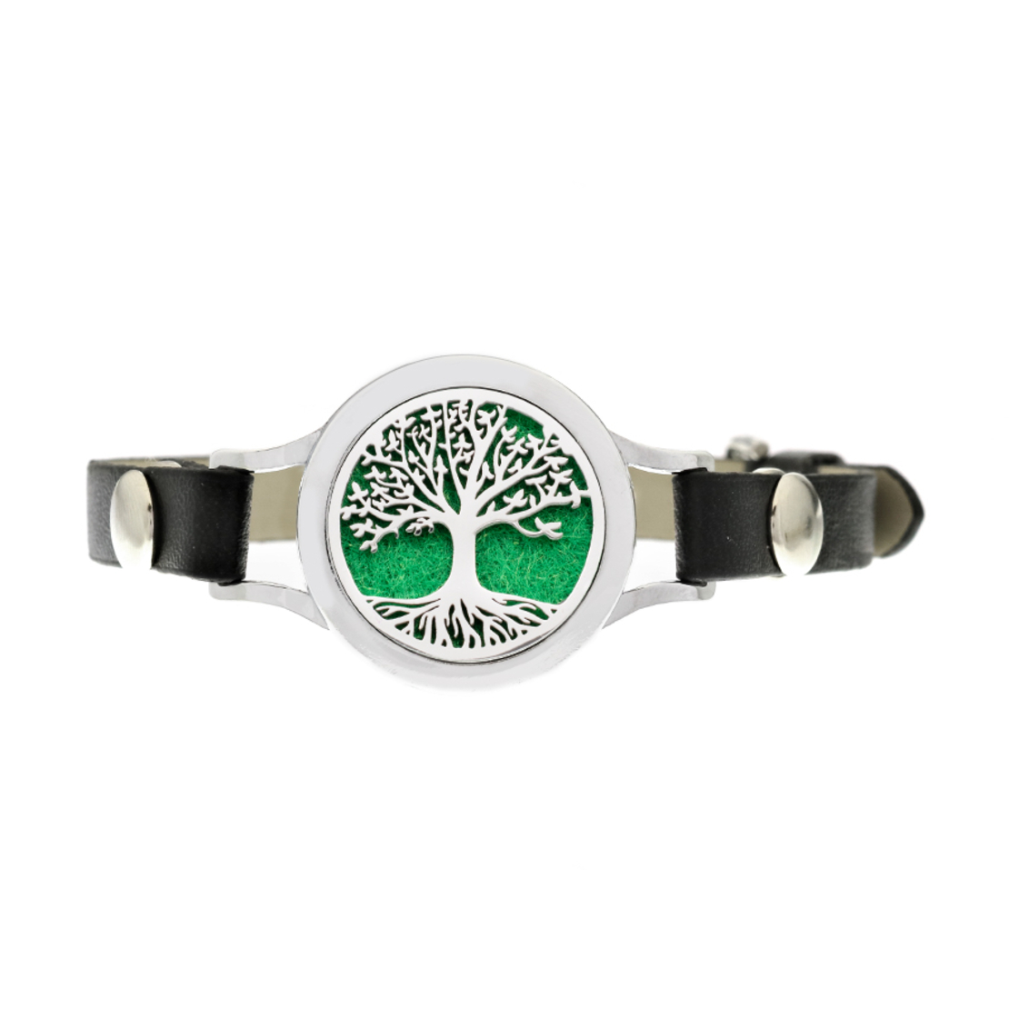 Bratara cu aromaterapie Neo™ WJ427, Tree of Life birds leaves, eco-friendly, aliaj de zinc si piele ecologica
