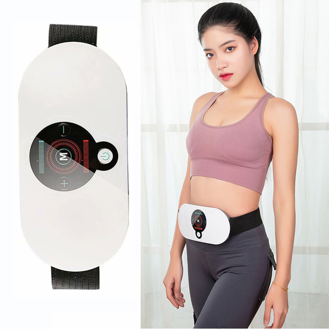 Centura Masaj cu electrostimulare si infrarosu, Neo™ Premium, cu 5 programe de masaj si 18 niveluri de intensitate, pentru slabit, tonifiere si masaj abdomen, fese, coapse, spate