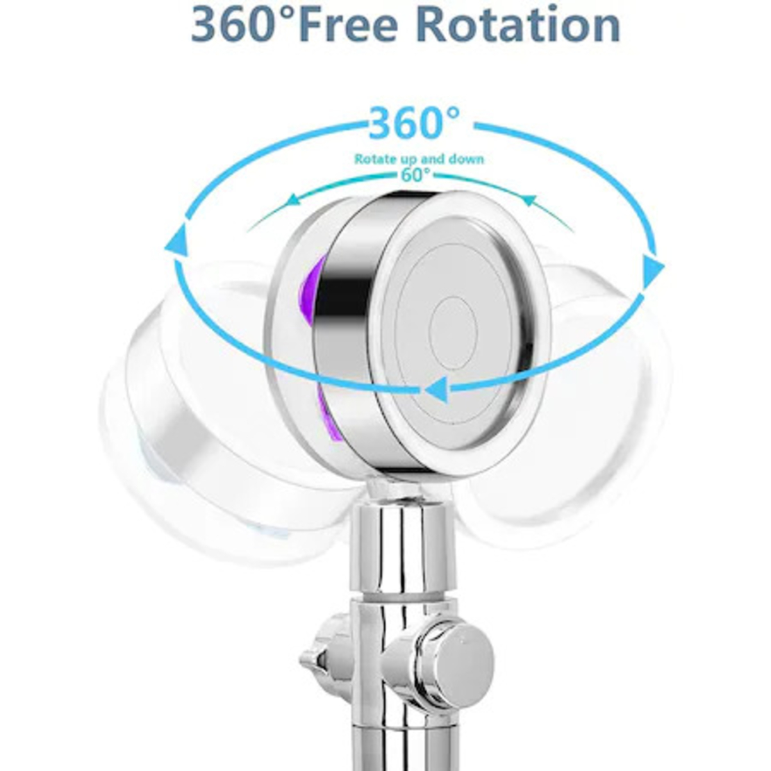 Para cap de dus SERALUNA®, elice speciale pentru cresterea presiunii apei, argintiu, on/off buton, filtru anti-calcar