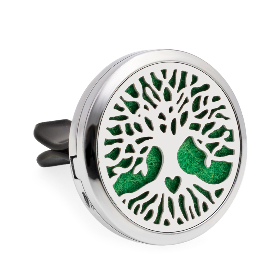 Difuzor auto aromoterapie Neo™ HG424, Tree of Life Love, 1 pad burete inclus, cu uleiuri esentiale, eco friendly, otel inoxidabil