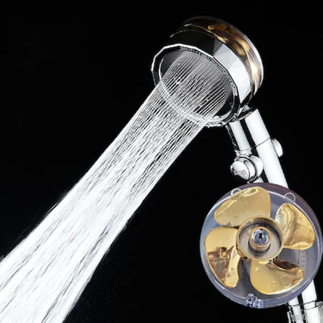 Para cap de dus SERALUNA®, elice speciale pentru cresterea presiunii apei, argintiu, on/off buton, filtru anti-calcar