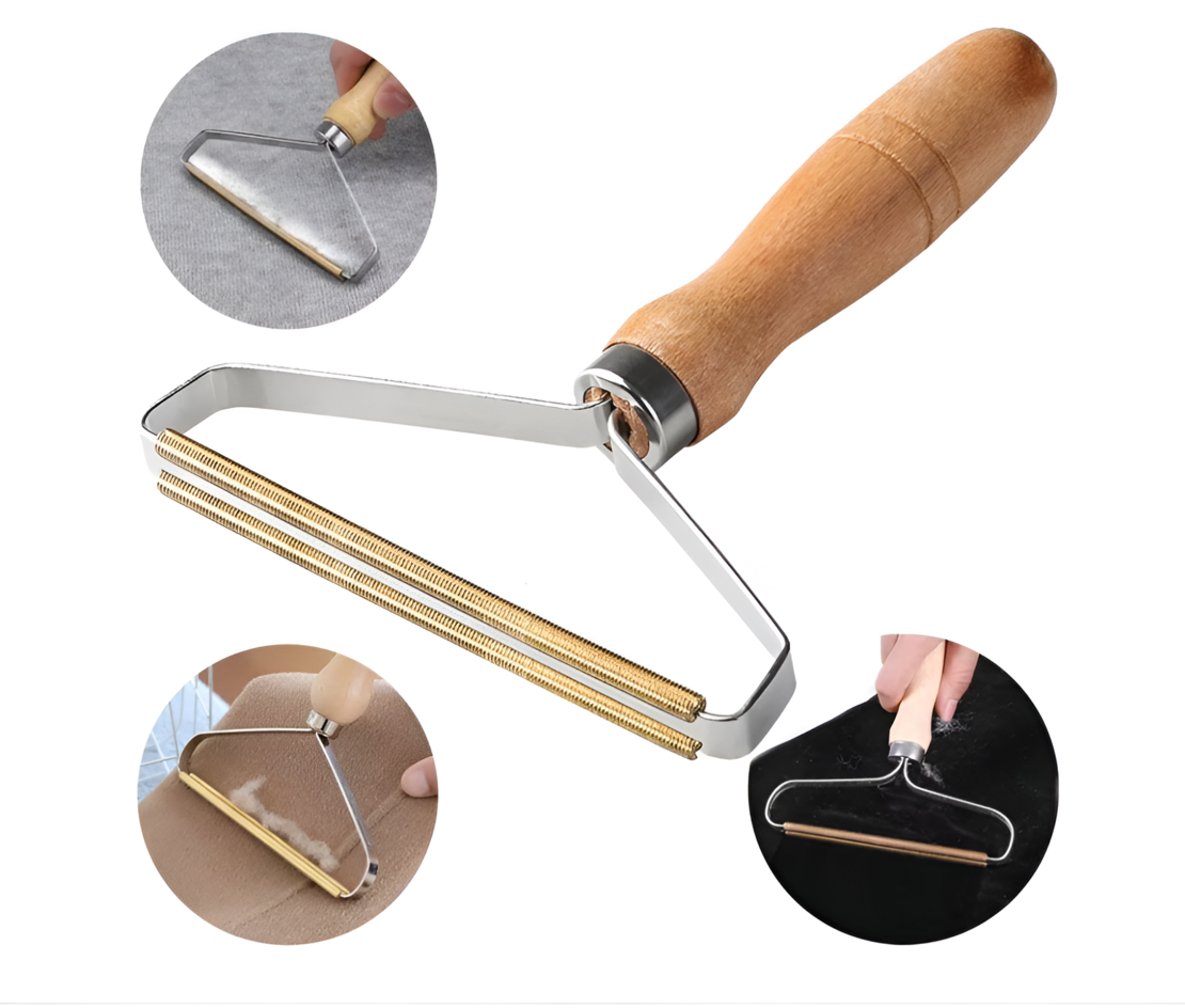 Perie de Indepartat Scame NEO™, Tip Rola, Maner de Lemn, 13.5 x 17.5 cm