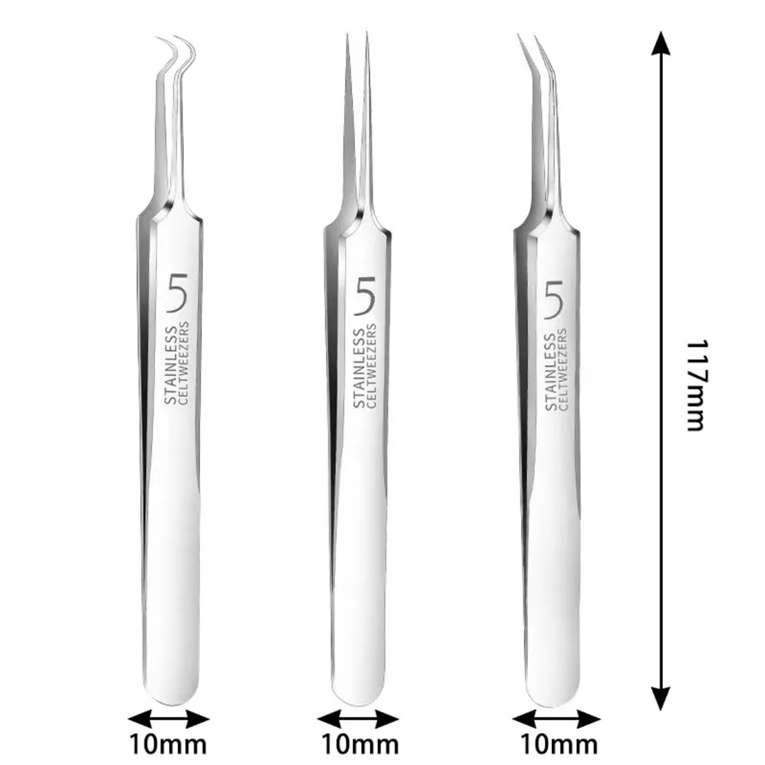 Set 8 pensete pentru extractie puncte negre, comedoane, acnee, ustensile cosmetice din inox, metalic, Neo™ Premium®
