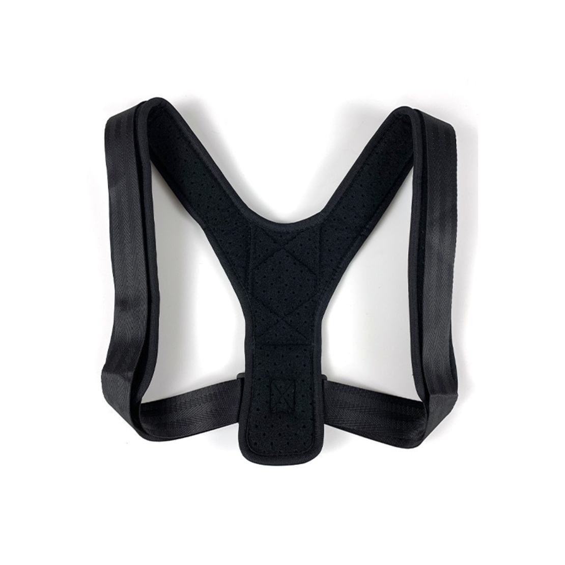 Corector de postura unisex, Piele/Bumbac, Reglabil, 20x14 cm, Negru, Neo™
